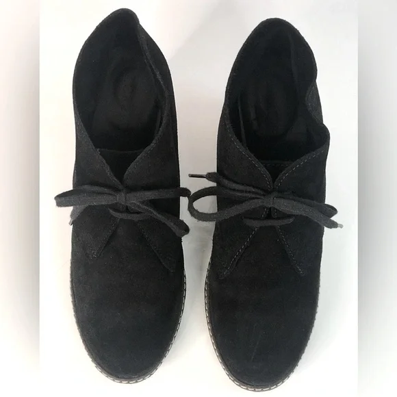 J CREW MacAlister Black Suede Rubber Wedge Ankle Boots Booties Size 8 - Picture 5 of 16